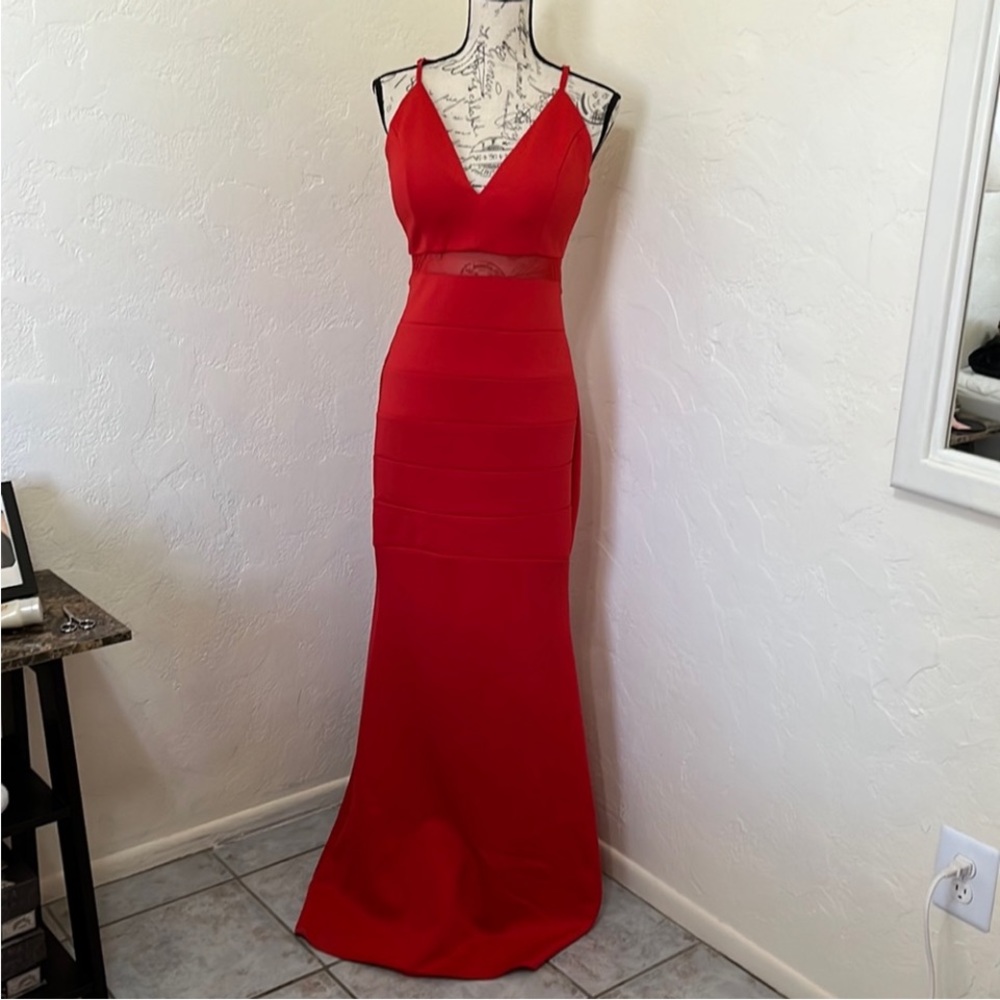 Emerald Sundae Coral Red Dress with Rhinestones on Back Size Large